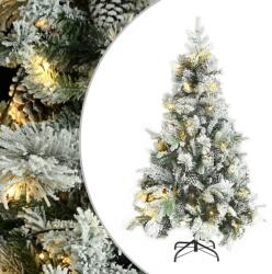 vidaXL Brad de Craciun pre-iluminat cu zapada & conuri, 195 cm, PVC&PE GartenMobel Dekor (3094561)