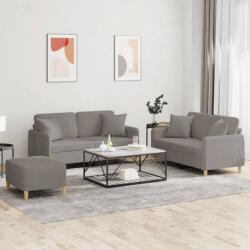 vidaXL Set de canapele cu perne, 3 piese, gri taupe, textil GartenMobel Dekor (3202117) Canapea