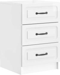 vidaXL Noptiera cu 3 sertare, alb foarte lucios, 43x41x63, 5 cm, lemn prelucrat (895709)