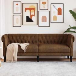 vidaXL Canapea Chesterfield cu 3 locuri, maro, material textil GartenMobel Dekor (372564) Canapea