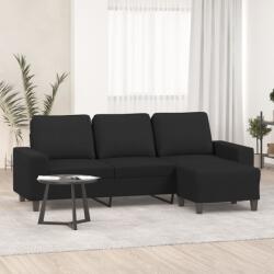 vidaXL Canapea cu 3 locuri cu taburet, negru, 180 cm, material textil GartenMobel Dekor (3201155) Canapea