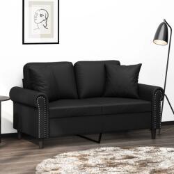 vidaXL Canapea cu 2 locuri cu pernute, negru, 120 cm, piele ecologica GartenMobel Dekor (3200925) Canapea