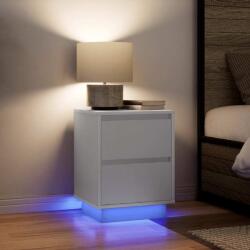 vidaXL Noptiere cu lumini LED 2 buc Alb 38x34x50 cm GartenMobel Dekor (861284)