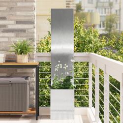 vidaXL Ghiveci de Gradina cu Panou Decorativ Argintiu 32 x 140 cm GartenMobel Dekor (876375)