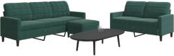 vidaXL Set de canapele cu perne, 3 piese, verde închis, catifea GartenMobel Dekor (3278403) Canapea