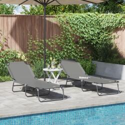 vidaXL Sezlong pliabil 2 pcs Portabil Gri 600D Fabric Oxford GartenMobel Dekor (42003149)