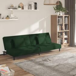 vidaXL Canapea extensibila cu 2 locuri, 2 perne, verde închis catifea GartenMobel Dekor (375809) Canapea