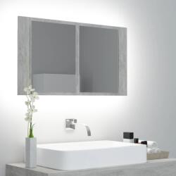 vidaXL Dulap de baie cu oglinda & LED, gri beton, 80x12x45 cm acril GartenMobel Dekor (804968)