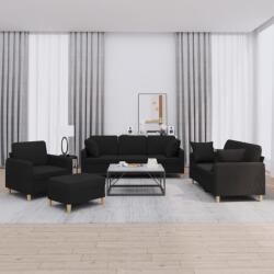 vidaXL Set de canapele cu perne, 4 piese, negru, material textil GartenMobel Dekor (3202082) Canapea
