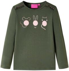 vidaXL Tricou pentru copii cu maneci lungi, kaki, 140 GartenMobel Dekor (13773)