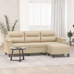vidaXL Canapea cu 3 locuri si taburet, crem, 180 cm, microfibra GartenMobel Dekor (3201235) Canapea