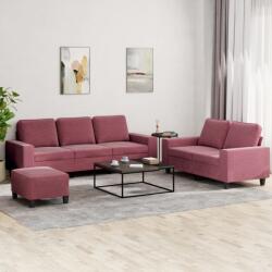 vidaXL Set de canapea, 3 piese, rosu vin, material textil GartenMobel Dekor (3201912) Canapea