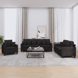 vidaXL Set de canapele cu perne, 3 piese, negru, textil GartenMobel Dekor (3201636) Canapea