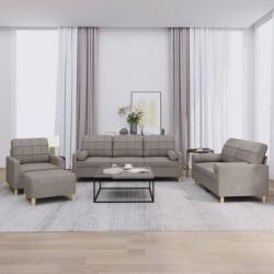 vidaXL Set de canapele cu perne, 4 piese, gri taupe, textil GartenMobel Dekor (3201273) Canapea