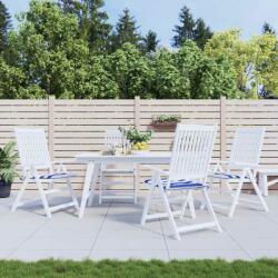 vidaXL Perne scaun gradina 4 buc dungi albastru&alb 50x50x4 cm, textil GartenMobel Dekor (361078)