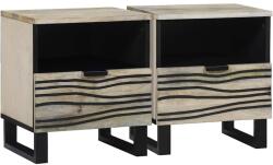 vidaXL Set 2 noptiere albe din lemn prelucrat, 40x33x46 cm, cu 2 sertare (4017979)