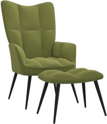vidaXL Scaun de relaxare cu taburet, verde deschis, catifea GartenMobel Dekor (328087)