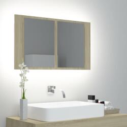 vidaXL Dulap de baie cu oglinda si LED, stejar Sonoma, 80x12x45 acril GartenMobel Dekor (804967)
