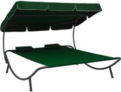 vidaXL Pat sezlong de exterior cu baldachin si perne, verde GartenMobel Dekor (313522)