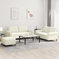 vidaXL Set de canapele cu perne, 3 piese, crem, catifea GartenMobel Dekor (3202228) Canapea