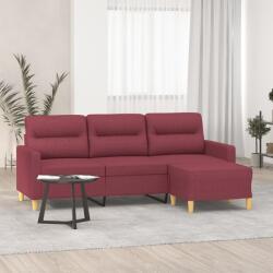 vidaXL Canapea cu 3 locuri si taburet, rosu vin, 180 cm, textil GartenMobel Dekor (3201079) Canapea