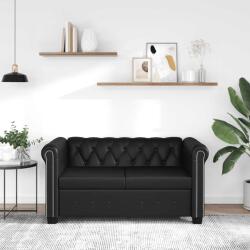 vidaXL Canapea Chesterfield cu 2 locuri, piele artificiala, negru GartenMobel Dekor (242369) Canapea