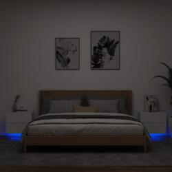 vidaXL Noptiere montate pe perete cu lumini LED, 2 buc. , alb GartenMobel Dekor (836813)