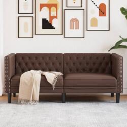 vidaXL Canapea Chesterfield cu 2 locuri, maro, piele ecologica GartenMobel Dekor (372661) Canapea