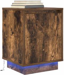 vidaXL Noptiera cu lumini LED Stejar afumat 38x34x50 cm GartenMobel Dekor (861273)