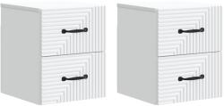 vidaXL Set 2 noptiere suspendate albe, 2 sertare, 34, 5 x 33 x 40 cm (898636)