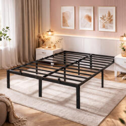 VASAGLE Cadru de pat dublu metalic VASAGLE 140x190 cm, cu depozitare, negru (EZ-RMB133B01)
