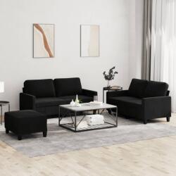vidaXL Set de canapele cu perne, 3 piese, negru, catifea GartenMobel Dekor (3201511) Canapea