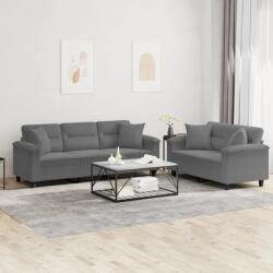 vidaXL Set de canapele cu perne, 2 piese, gri închis, microfibra GartenMobel Dekor (3202352) Canapea