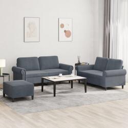 vidaXL Set de canapele cu perne, 3 piese, gri închis, catifea GartenMobel Dekor (3202221) Canapea