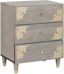 vidaXL Noptiera gri din lemn masiv de mango, 3 sertare, 50 x 33 x 62 cm (4018781)