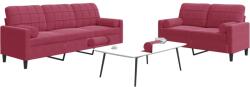 vidaXL Set canapea cu perne/rulouri, 2 piese, rosu vin, catifea GartenMobel Dekor (3278415) Canapea