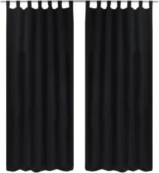 vidaXL Draperii micro-satin cu bride, 2 buc, 140 x 225 cm, negru GartenMobel Dekor (130354)