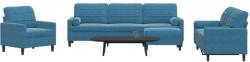 vidaXL Set de canapele cu perne/rulouri, 4 piese, albastru, catifea GartenMobel Dekor (3278470) Canapea