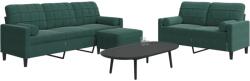 vidaXL Set canapele cu perne/rulouri, 3 piese, verde închis, catifea GartenMobel Dekor (3278423) Canapea