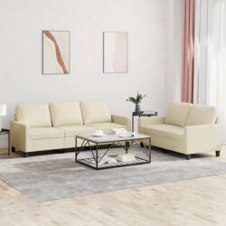 vidaXL Set de canapele cu perne, 2 piese, crem, piele ecologica GartenMobel Dekor (3201419) Canapea