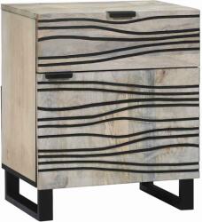 vidaXL Noptiera din lemn masiv cu sertar, alb-negru, 50 x 33 x 60 cm (4017980)