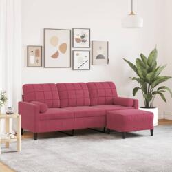 vidaXL Canapea cu 3 locuri si taburet, rosu vin, 180 cm, catifea GartenMobel Dekor (3278271) Canapea