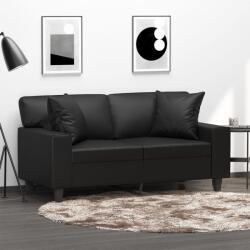 vidaXL Canapea cu 2 locuri cu pernute, negru, 120 cm, piele ecologica GartenMobel Dekor (3200861) Canapea