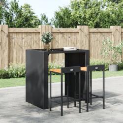 vidaXL Scaune de bar 2 buc negru, poliratan si lemn masiv acacia GartenMobel Dekor (362602)