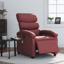vidaXL Fotoliu de masaj electric rabatabil, rosu vin, piele ecologica GartenMobel Dekor (3204037)