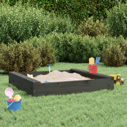 vidaXL Cutie de nisip patrata cu scaune, gri, lemn masiv de pin GartenMobel Dekor (825032)