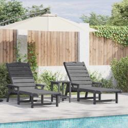 vidaXL Sezlong 3 pcs Gri deschis Polietilena GartenMobel Dekor (3335857)
