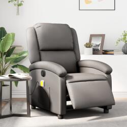 vidaXL Fotoliu de masaj rabatabil electric, gri , piele naturala GartenMobel Dekor (3204261)