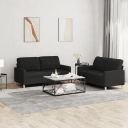 vidaXL Set de canapele cu perne, 2 piese, negru, textil GartenMobel Dekor (3201278) Canapea