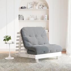 vidaXL Canapea futon cu saltea, alb, 80x206x11 cm, lemn masiv de pin GartenMobel Dekor (846757) Canapea